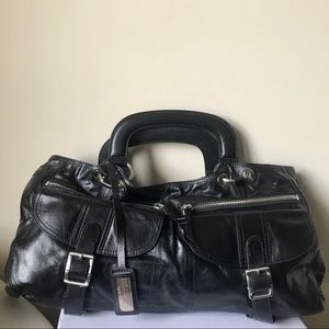 DKNY Soft Cracked Leather Handbag in Black